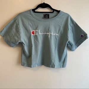 Baby Blue Champion Crop Tee